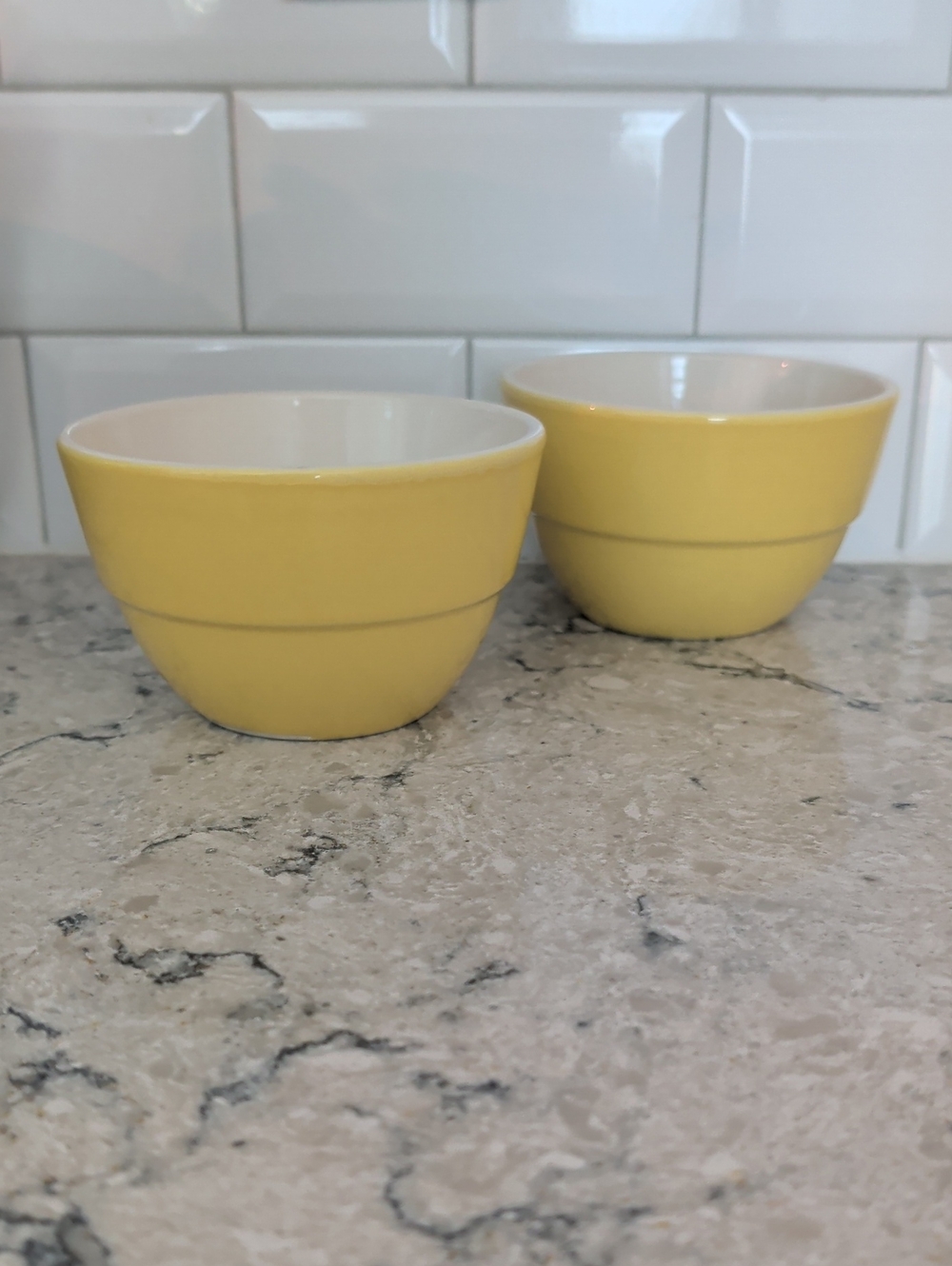 Crate&Barrel Yellow Ceramic Prep Bowls